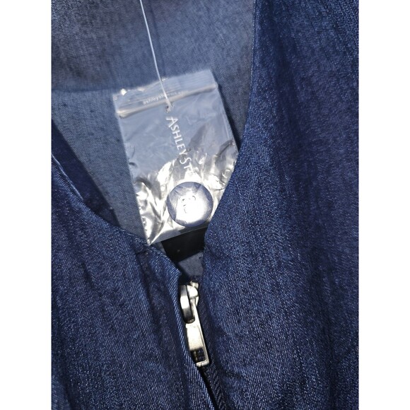 Ashley Stewart Woman Plus 18 Denim Jogger Jumpsuit  Blue Dark Wash Belt Full Zip - Picture 14 of 15